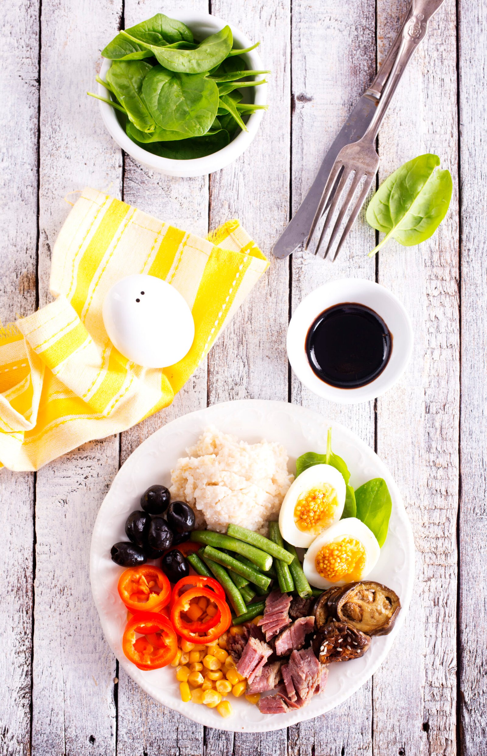 diet breakfast on white plate